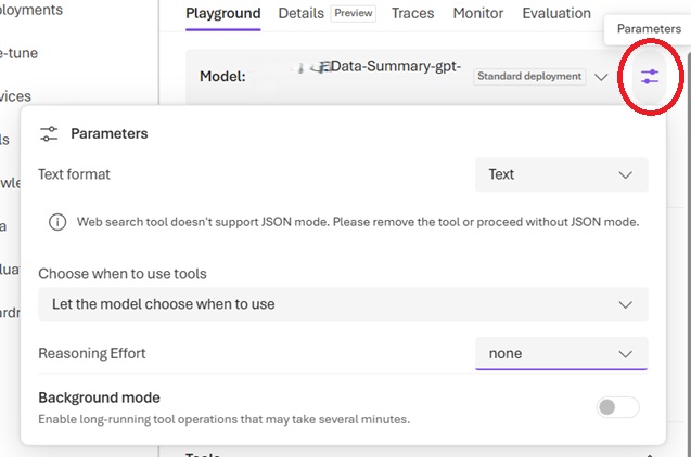 Reasoning Effort Setting in Foundry Agent