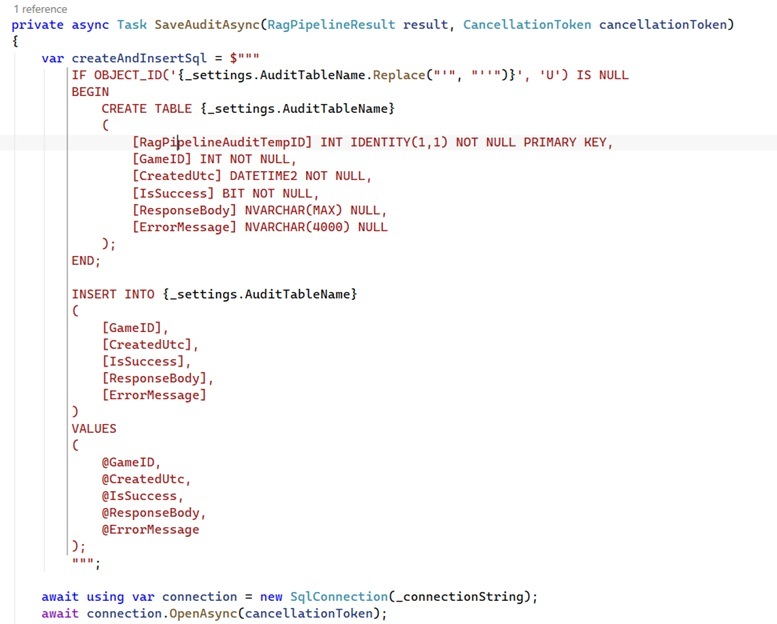 Create table inside automated script